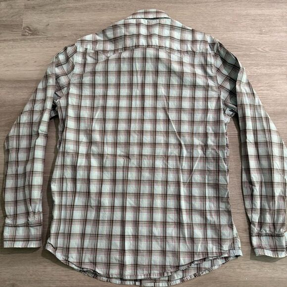 Old Navy Blue & Brown Plaid Long Sleeve Button Front Shirt Size Large - Picture 5 of 8